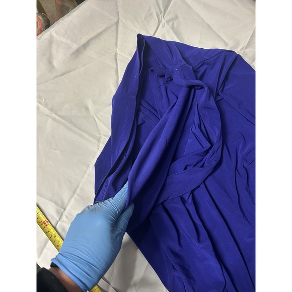 Lauren Ralph Lauren Blue Satin Wiggle Dress Sz 6 Ruched Sheath Cocktail Event - Picture 8 of 10